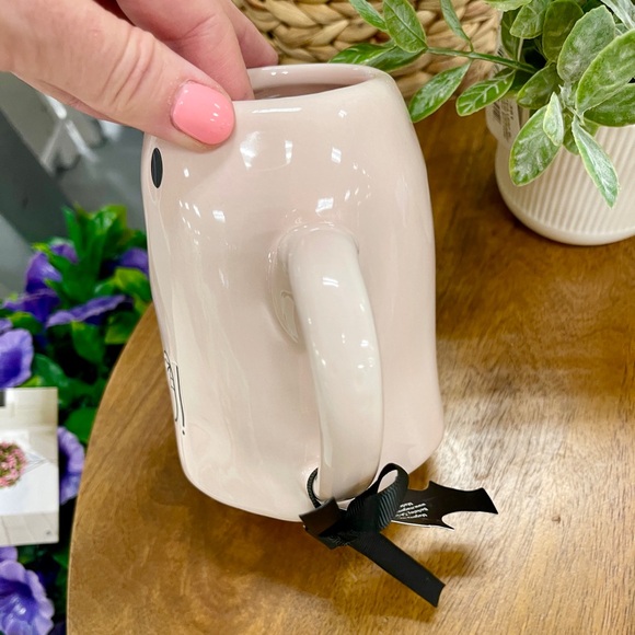 Rae Dunn Pink Halloween Pastel Pink Ghost Boo w/Spiderweb Ceramic Coffee mug NWT - Picture 3 of 5